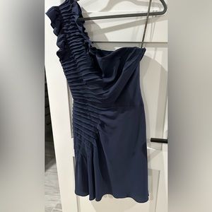 White by Vera Wang one shouldered Navy Lined dress is a showstopper. Siz…